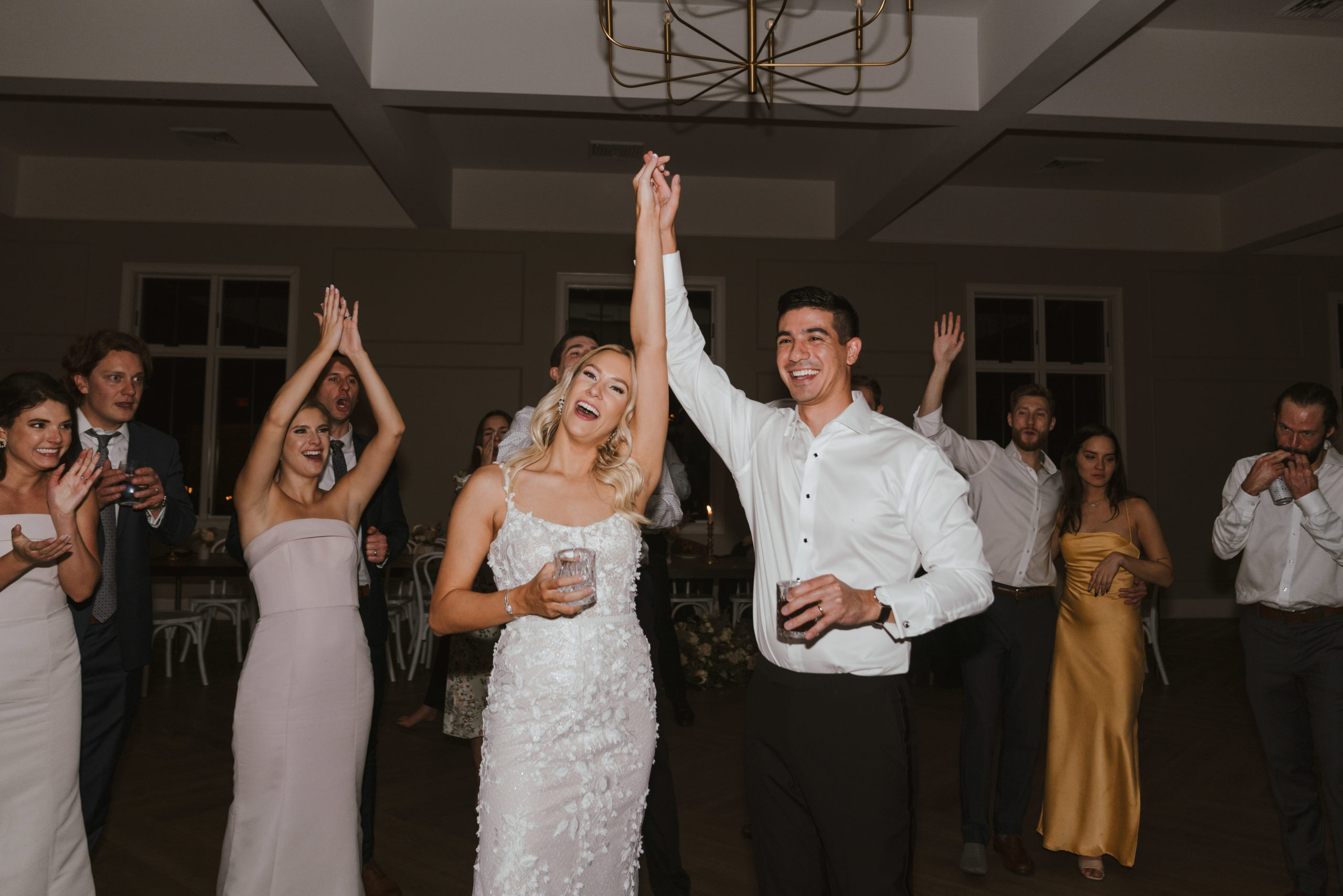 bride and groom at reception