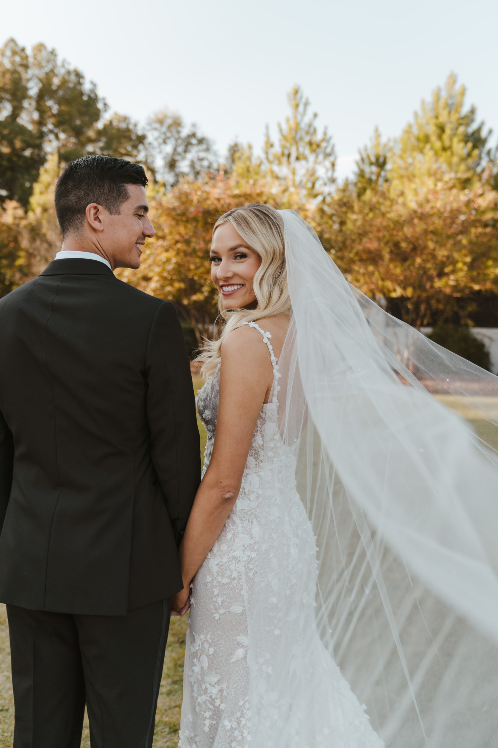 bride and groom fall wedding