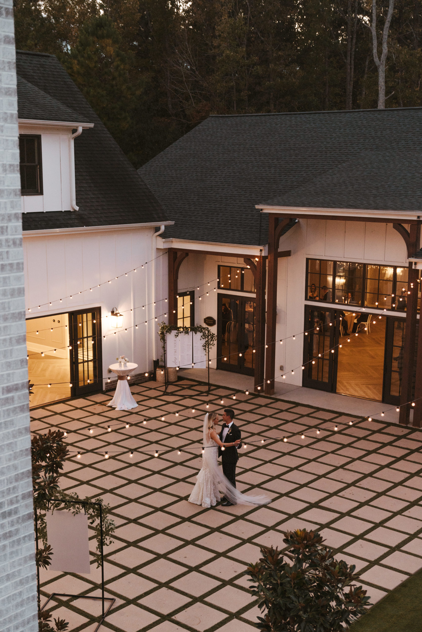 bride and groom dancing